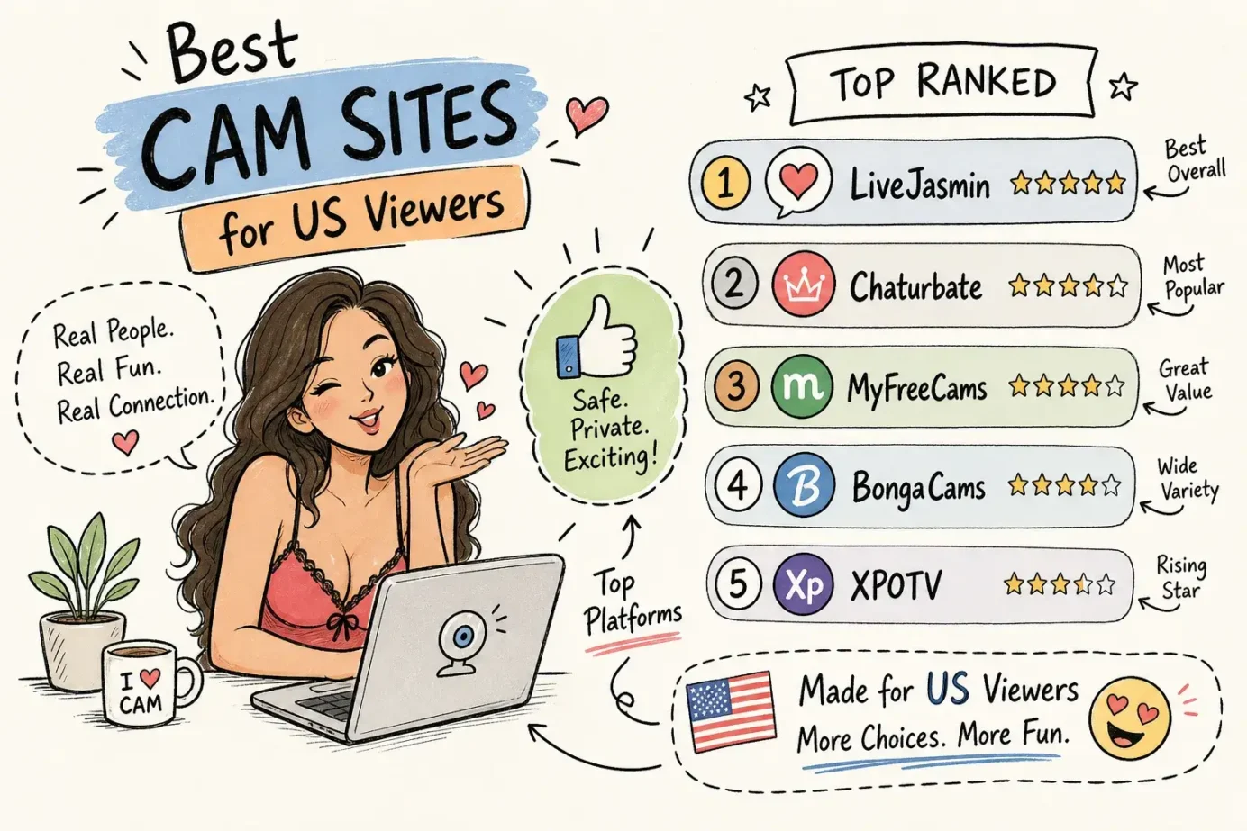 Best Cam Sites for US Viewers: Top Platforms Ranked 2026