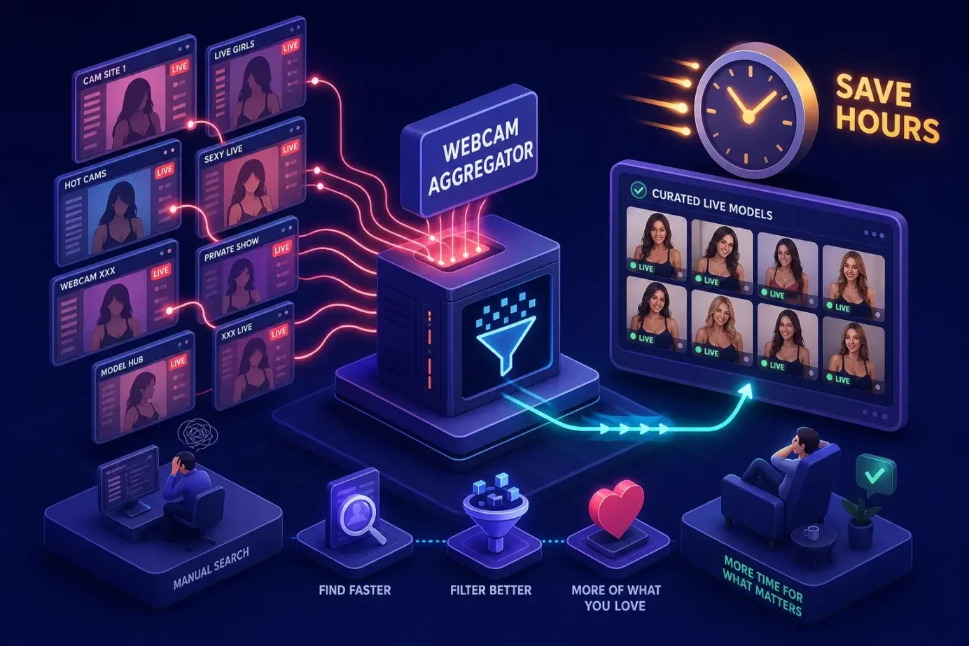 How a Webcam Aggregator Saves Hours Finding Live Models