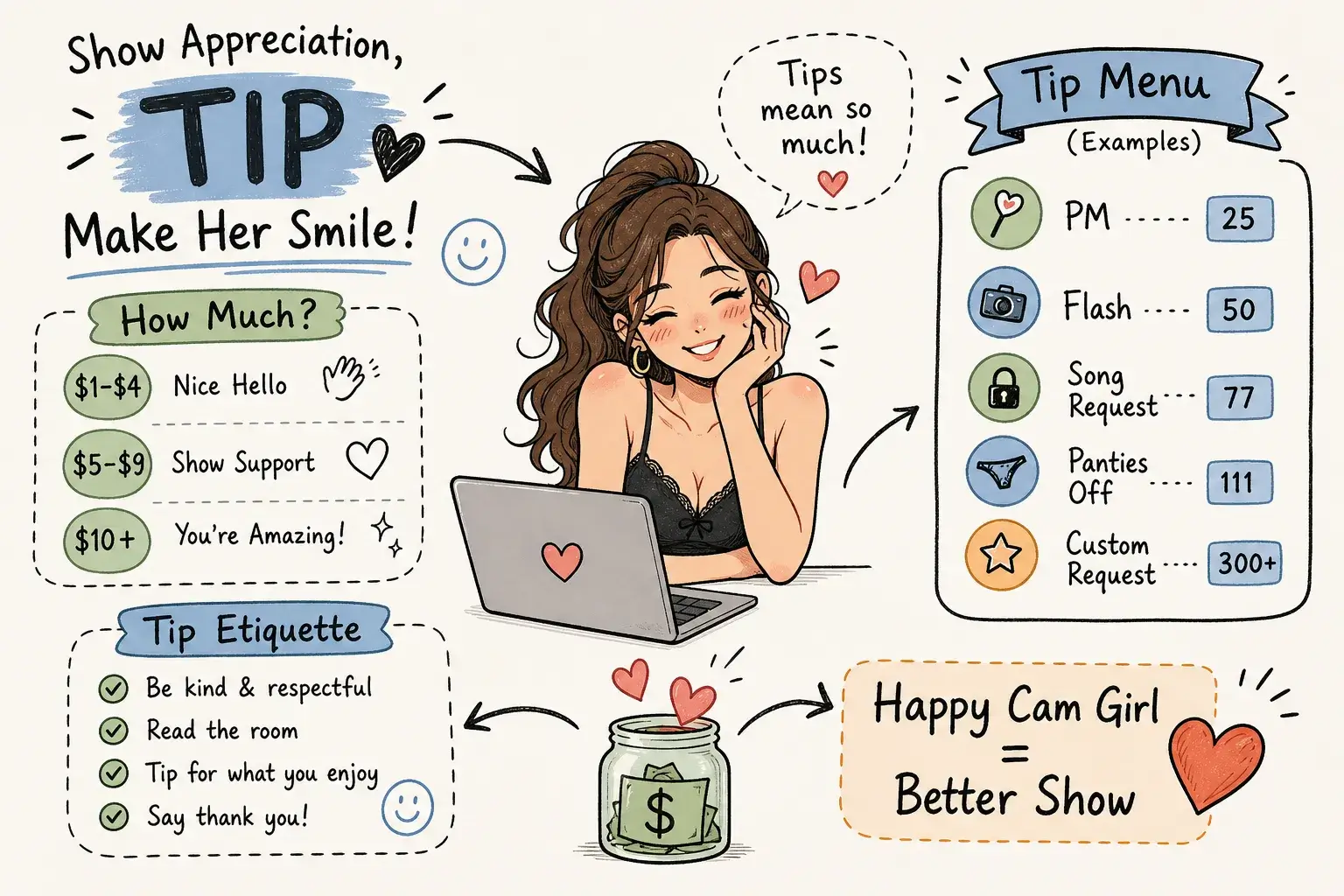 How to Tip a Cam Girl: Amounts, Menus, and Etiquette